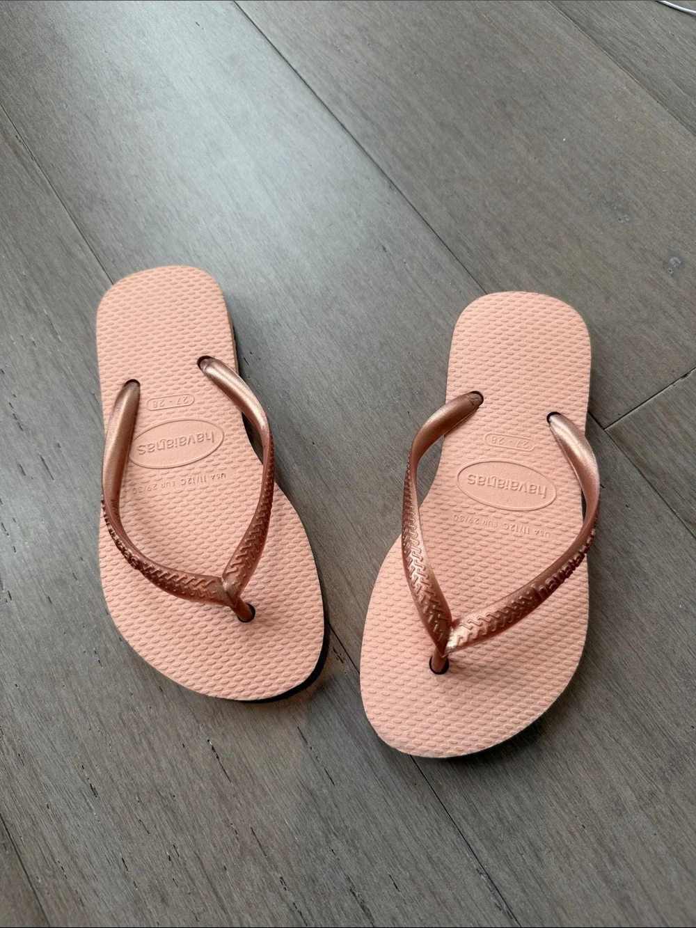 Havaianas Pale Pink Flip Flops with Tan Woven Cat&Jack Leather Sandals- size 11c